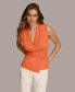 ფოტო #1 პროდუქტის Donna Karan Women's V-Neck Wrap-Detail Sleeveless Top