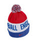 ფოტო #2 პროდუქტის Men's Blue, Red England National Team Classic Stripe Cuffed Knit Hat With Pom