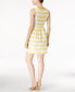 Фото #2 товара Платье женское с полосками kensie Striped Colorblocked Fit Flare Canary White L