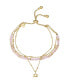 ფოტო #1 პროდუქტის Genuine Rose Quartz 14K Gold Flash Plated Lotus Flower Bracelet