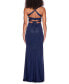 Фото #2 товара Juniors' Glitter-Knit Plunge-Neck Side-Slit Gown