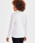 ფოტო #4 პროდუქტის Petite Mock-Neck Cotton Long-Sleeve T-Shirt, Created for Macy's