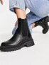 New Look flat high ankle chunky chelsea boot in black