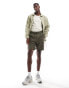 ONLY & SONS pull on linen mix short in khaki stripe