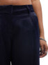 Фото #9 товара Monki low waist satin tailored trousers in navy blue