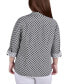 ფოტო #2 პროდუქტის Plus Size 3/4 Sleeve Roll Tab Notch Collar Blouse