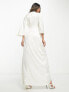 Фото #3 товара Y.A.S Bridal jacquard wrap midi dress in antique white