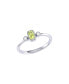 ფოტო #1 პროდუქტის Emerald Cut Peridot Gemstone, Natural Diamonds Birthstone Ring in 14K White Gold