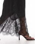 Фото #6 товара Topshop satin lace mix fishtail maxi skirt in black