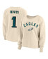 Women's Jalen Hurts Oatmeal Philadelphia Eagles Plus Size Name Number Crew Pullover Sweatshirt