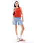 JDY knitted tank top with back tie detail in red