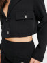 Фото #2 товара Extro & Vert Petite cropped blazer with pocket details in black co-ord