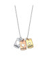 Tri-Tone Plated Silver "Mother Daughter Friends Forever" Heart Pendant Necklace