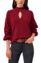 Vince Camuto Women Bishop Sleeve Cotton Blend Sweater Earth Red Size XS