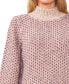 Women's Marled Blouson Sleeve Jacquard Knit Mock Neck Sweater