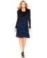 Фото #1 товара Kensie Women's Long Sleeve Cowl Neck Fit Flare Dress Blue Black M