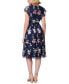 Фото #2 товара Petite Flora-Print Flutter-Sleeve Midi Dress