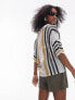 Фото #7 товара Topshop knitted open stitch stripe polo shirt in multi