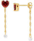 ფოტო #1 პროდუქტის Cubic Zirconia Red Heart & Dangle Front to Back Drop Earrings in 18k Gold-Plated Sterling Silver, Created for Macy's
