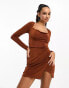 Фото #1 товара Parallel Lines mini dress with backless detail in chocolate brown