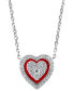 Фото #1 товара EFFY Collection eFFY® Diamond & Enamel Heart Halo 18" Pendant Necklace (1/4 ct. t.w.) in 14k White Gold
