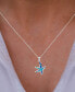 Lab-Created Blue Opal Starfish 18" Pendant Necklace in Sterling Silver