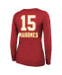 ფოტო #2 პროდუქტის Women's Threads Patrick Mahomes Red Kansas City Chiefs Super Bowl LVIII Scoop Name and Number Tri-Blend Long Sleeve T-shirt