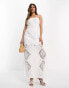 ASOS DESIGN mixed lace cutwork bandau midaxi dress in white