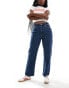 Фото #1 товара Abercrombie & Fitch Curve Love vintage straight high rise jean in dark blue