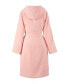 Фото #2 товара Plain Hooded Cotton Velour Women's Bathrobe