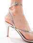 ASOS DESIGN Harissa toe thong mid heeled sandals in silver