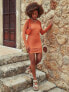 Фото #4 товара 4th & Reckless X Amaka Hamelijnck tropic knitted mini summer dress in bright orange