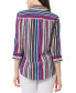 ფოტო #2 პროდუქტის Petite Striped 3/4-Sleeve Shirt