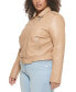 ფოტო #4 პროდუქტის Plus Size Faux Leather Belted Motorcycle Jacket