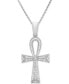 ფოტო #1 პროდუქტის Men's Diamond Ankh Cross 22" Pendant Necklace (1/4 ct. t.w.) in 14k Gold-plated Sterling Silver and Sterling Silver