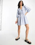 Фото #2 товара & Other Stories linen tie detail mini dress in blue