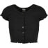 URBAN CLASSICS Cropped Button Up Rib-Big short sleeve T-shirt