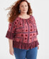 ფოტო #1 პროდუქტის Plus Size Printed 3/4-Sleeve Top, Created for Macy's