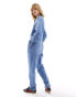 Фото #4 товара Lee unionall overall denim jumpsuit in mid wash