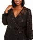 Plus Size Surplice Sequined Gown