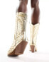 Фото #3 товара Azalea Wang Appease embellished western boot in gold