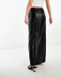 4th & Reckless leather look front spilt maxi skirt in black