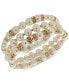 3-Pc. Set White Imitation Pearl & Crystal Rondelle Stretch Bracelets