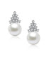 Фото #2 товара Sterling Silver White Gold Plated Cubic Zirconia Pearl Earrings