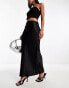 4th & Reckless satin maxi skirt in black