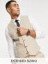 Фото #1 товара ASOS DESIGN wedding skinny suit waistcoat in linen mix in micro texture in beige