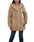 Women's Hooded Grooved Faux Fur Coat