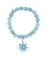 ფოტო #1 პროდუქტის Silver Plated Beaded Snowflake Charm Stretch Bracelet