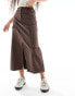 Vila Petite contrast stitch cargo skirt in brown