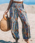 ფოტო #2 პროდუქტის Women's Paisley Smocked Waist Tapered Leg Pants